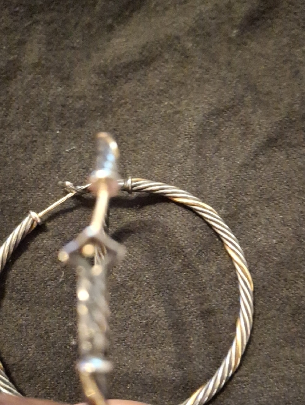 David Yurman Two-Tone Twisted Cable Hoop Earrings — Silver & Gold - Picture 2 of 2